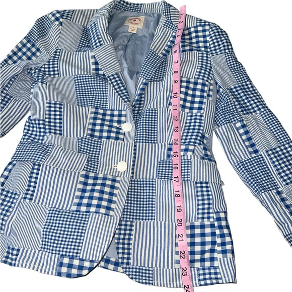 Red Fleece Brooks Brothers Cotton Patchwork Blazer | Size 2 - Picture 8 of 11